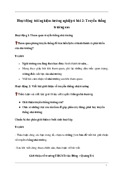 Giải Hoạt động trải nghiệm 6: Truyền thống trường em | Kết nối tri thức