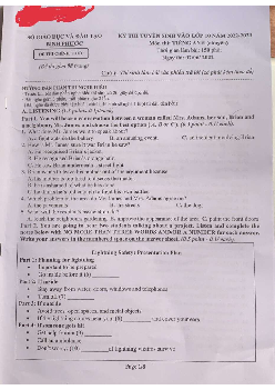 Đề thi tuyển sinh vào lớp 10 THPT môn Tiếng Anh Chuyên tỉnh Bình Phước năm học 2022-2023 (có đáp án)