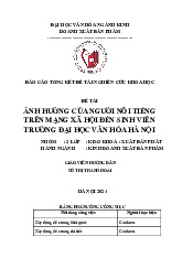 Báo cáo Ảnh hưởng của người nổi tiếng trên mạng xã hội | Môn Phương pháp nghiên cứu khoa học - Đại học Văn hóa Hà Nội