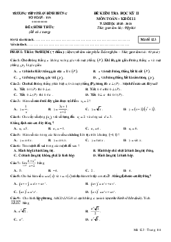 Đề thi HK2 Toán 11 năm 2020 – 2021 trường THPT Phan Đình Phùng – Hà Nội