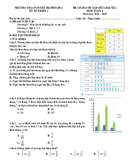Đề cương giữa kì 2 Toán 6 năm 2022 – 2023 trường THCS Nguyễn Tri Phương – Hà Nội