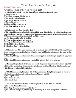 Bài tập về Xác suất thống kê (Chương 1) | Đại học Kinh tế Quốc dân