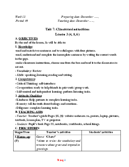 Giáo án Tiếng Anh 3 global success tuần 13