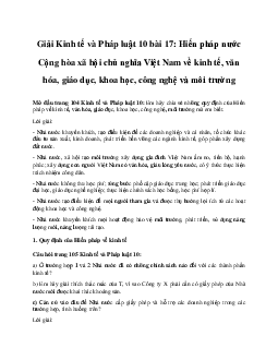 Giải Kinh tế và Pháp luật 10 bài 17 CD