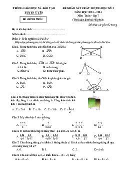 Đề học kỳ 1 Toán 7 năm 2023 – 2024 phòng GD&ĐT Ý Yên – Nam Định