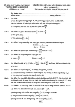 Đề giữa học kì 1 Toán 11 năm 2023 – 2024 trường THPT Marie Curie – TP HCM