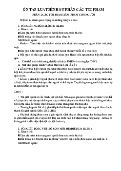 Tóm tắt lý thuyết môn Luật Hình sự phần Tội phạm về phân loại tội phạm theo từng phần