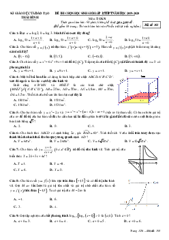 Đề chọn học sinh giỏi Toán 12 THPT năm 2019 – 2020 sở GD&ĐT Thái Bình