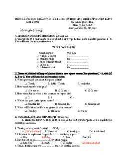 Đề thi chọn học sinh giỏi cấp huyện lớp 9 năm học 2015 -2016 môn Tiếng Anh 9 phòng giáo dục và đào tạo huyện Kim Động  (có đáp án )