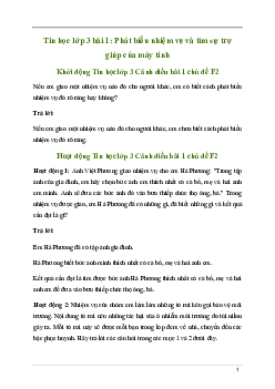 Giải Tin học lớp 3 Bài 1: Phát biểu nhiệm vụ và tìm sự trợ giúp của máy tính | Cánh diều