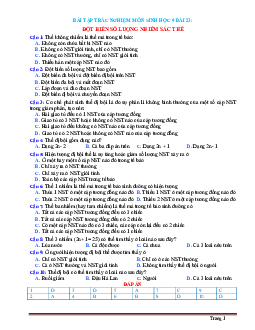 Trắc Nghiệm Sinh 9 Bài 23: Đột Biến Số Lượng Nhiễm Sắc Thể (Có Đáp Án)