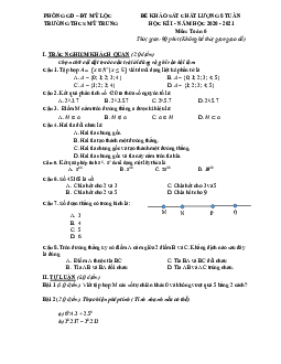 Đề KSCL 8 tuần học kì 1 Toán 6 năm 2020 – 2021 trường THCS Mỹ Trung – Nam Định