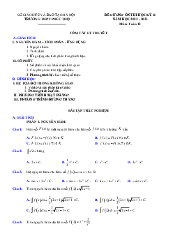 Đề cương học kỳ 2 Toán 12 năm 2022 – 2023 trường THPT Phúc Thọ – Hà Nội