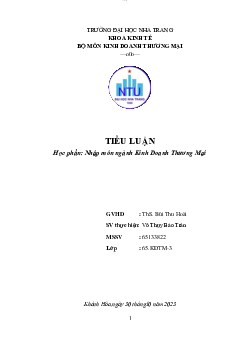 Bài báo cáo kết thúc học phần ngành kinh doanh thương mại | Trường đại học Nha Trang