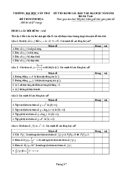 Đề minh họa đánh giá đầu vào Đại học 2024 môn Toán trường Đại học Cần Thơ
