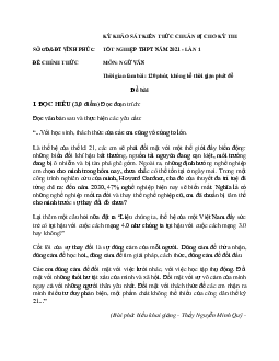 Đề thi thử THPT Quốc gia 2021 môn Ngữ Văn lần 1 Sở GD&ĐT Vĩnh Phúc (có đáp án)
