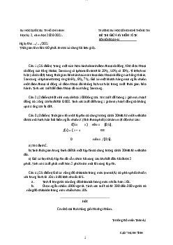 Đề thi giữa kỳ năm 2020  - Xác suất thống kê | Trường Đại học CNTT Thành Phố Hồ Chí Minh