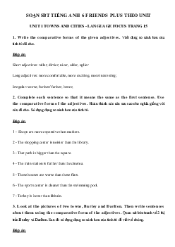 Sách bài tập tiếng Anh 6 Unit 1 Towns and Cities Language focus trang 15 - Chân trời sáng tạo