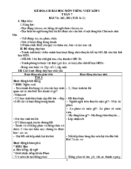 Giáo án môn Tiếng Việt 1 - Tuần 7 | sách Cùng học để phát triển năng lực