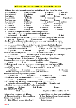 Đề cương kiểm tra học kỳ 1 Anh 10 global success 2023-2024