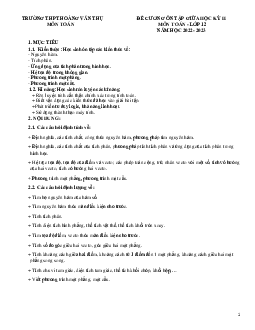 Đề cương giữa kỳ 2 Toán 12 năm 2022 – 2023 trường Hoàng Văn Thụ – Hà Nội