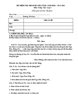 Đề thi học kì 2 lớp 1 năm 2022 - 2023 | Tiếng việt 1 |  Kết nối tri thức với cuộc sống | đề 3