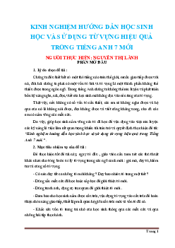 Kinh nghiệm hướng dẫn học sinh sử dụng hiệu quả từ vựng Tiếng Anh 7 mới
