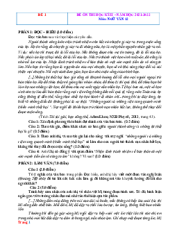 Đề ôn thi HK2 môn Văn 12 năm 2022 (có đáp án)- Đề 1