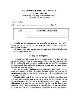 Đề thi giữa học kì 2 môn Tiếng Việt lớp 5 năm học 2018-2019