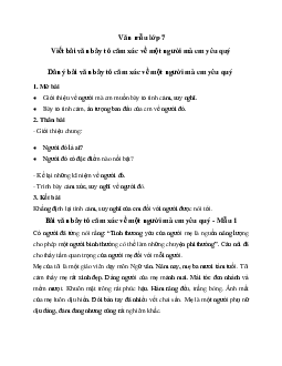 Viết bài văn bày tỏ cảm xúc về một người mà em yêu quý | Văn mẫu lớp 7 Chân trời sáng tạo