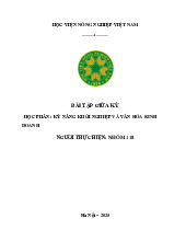 Bài tập giữa kì kỹ năng khởi nghiệp & văn hóa kinh doanh Môn Chủ nghĩa xã hội khoa học | Trường Học Viện nông nghiệp Việt Nam