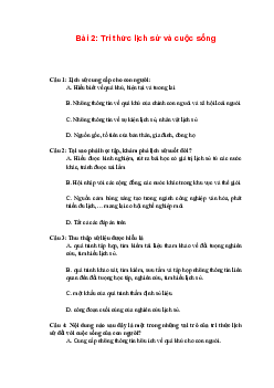 Trắc nghiệm Lịch sử 10 Bài 2: Tri thức lịch sử và cuộc sống | Kết nối tri thức