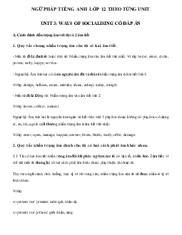 Ngữ pháp Unit 3 lớp 12 Ways of Socialising
