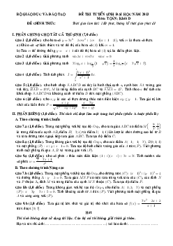 Đề thi và đáp án môn Toán khối D năm 2013