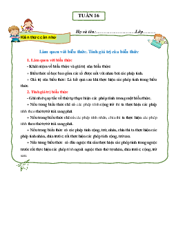 Bài tập cuối tuần lớp 3 môn Toán Cánh Diều - Tuần 16