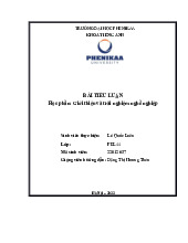 Bài tiểu luận môn học Giới thiệu và trải nghiệm nghề nghiệp | Trường Đại học Phenikaa | Khoa Tiếng Anh
