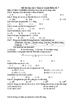 Đề thi học kì 1 Toán 6 Cánh Diều Số 7 năm 2023 - 2024