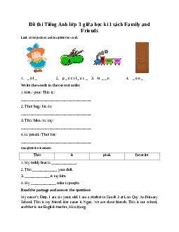 Đề thi Tiếng Anh lớp 3 giữa học kì 1 sách Family and Friends