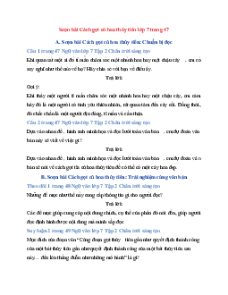 Soạn bài Cách gọt củ hoa thủy tiên trang 47 | Ngữ Văn 7 Chân Trời Sáng Tạo tập 2