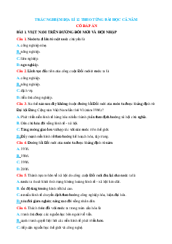 TOP 2000 câu trắc nghiệm Địa lí 12 theo từng bài học cả năm (có đáp án)