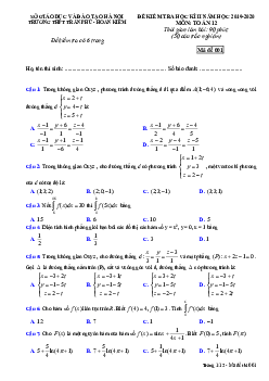 Đề thi học kì 2 Toán 12 năm 2019 – 2020 trường THPT Trần Phú – Hà Nội