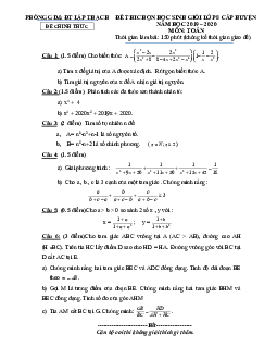 Đề thi HSG Toán 8 năm 2019 – 2020 phòng GD&ĐT Lập Thạch – Vĩnh Phúc