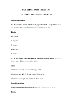 Tiếng Anh 8 Welcome back trang 8 9