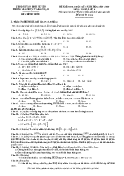 Đề thi học kỳ 1 Toán 6 năm 2019 – 2020 phòng GD&ĐT Bình Xuyên – Vĩnh Phúc