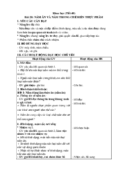 Giáo án Khoa học lớp 4 Bài 20 | Kết nối tri thức
