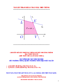 Hệ thống bài tập trắc nghiệm bất phương trình, hệ bất phương trình bậc nhất hai ẩn