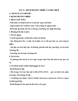 Tóm tắt lý thuyết Sinh học 10 bài 32: Bệnh truyền nhiễm và miễn dịch | Kết nối tri thức