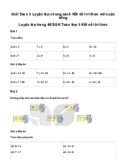 Giải Toán 3 Bài 15: Luyện tập chung | Kết nối tri thức