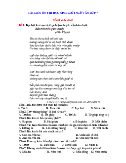 Tài liệu ôn thi HSG Ngữ văn 7 năm 2022-2023 (có đáp án)