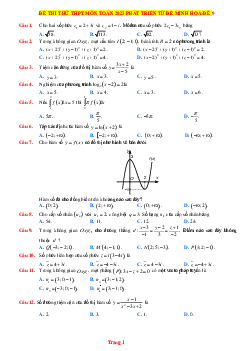 Đề luyện thi tốt nghiệp THPT 2023 môn Toán bám sát minh họa (có lời giải)-Đề 9